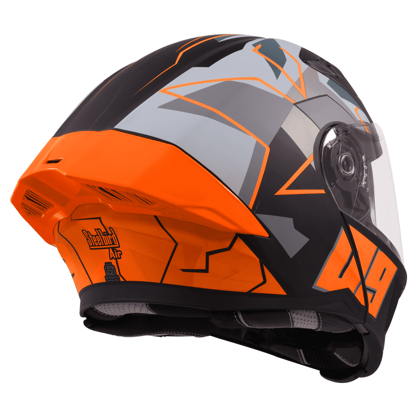 STEELBIRD SBA-20 ISS 09 HELMET - GLOSSY BLACK WITH ORANGE