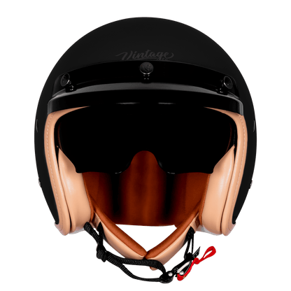 STEELBIRD SBH-68 ISS VINTAGE DOT 2.O HELMET - GLOSSY/MATT BLACK