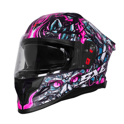 STEELBIRD SBH-61 ISS SXE SP1 HELMET - GLOSSY BLACK WITH PURPLE