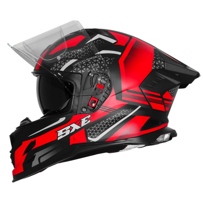 STEELBIRD SBH-61 ISS SXE SP3 HELMET - GLOSSY BLACK WITH RED