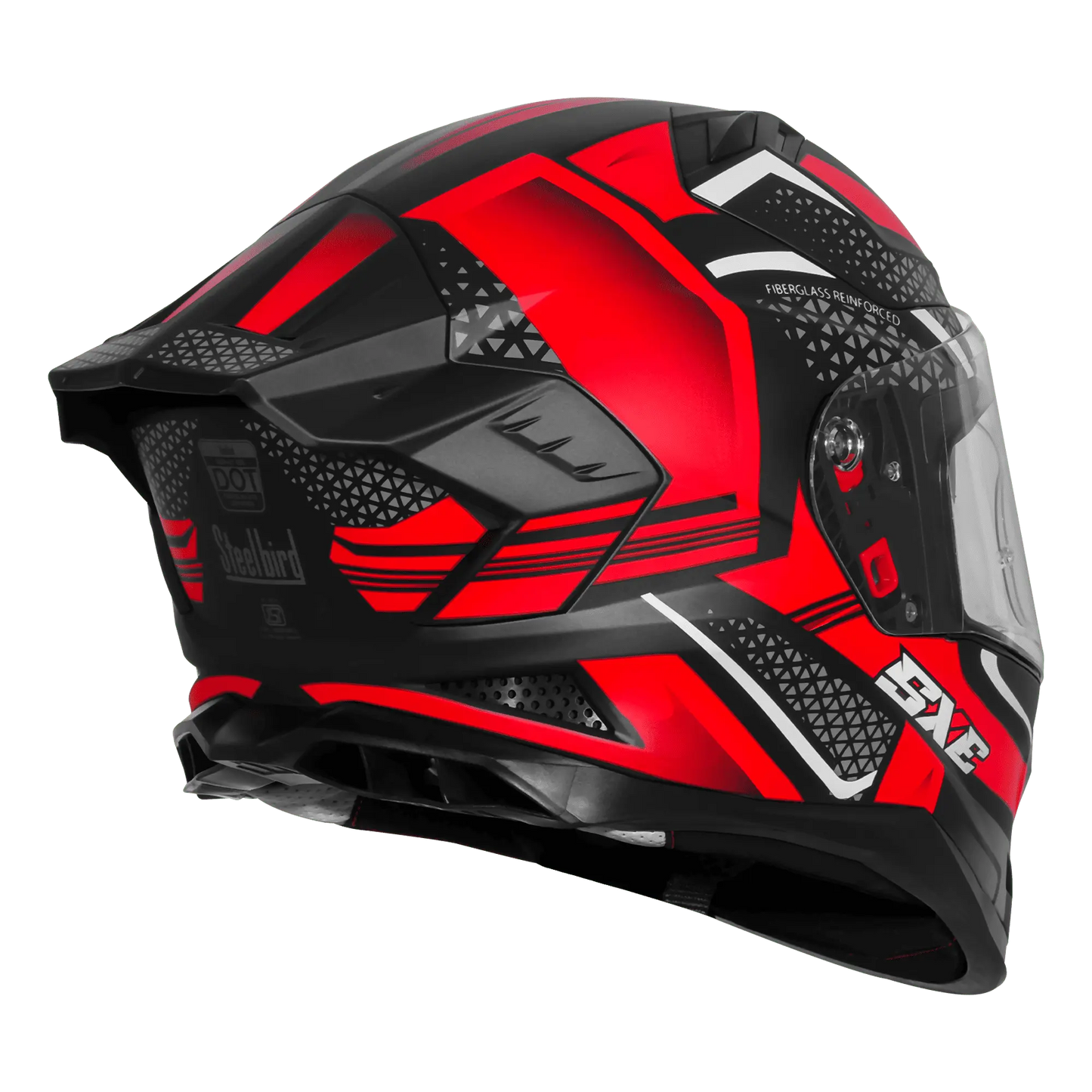 STEELBIRD SBH-61 ISS SXE SP3 HELMET - GLOSSY BLACK WITH RED