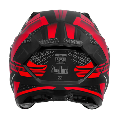 STEELBIRD SBH-61 ISS SXE SP3 HELMET - GLOSSY BLACK WITH RED