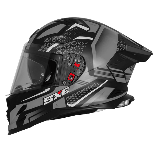 STEELBIRD SBH-61 ISS SXE SP3 HELMET - GLOSSY BLACK WITH GREY
