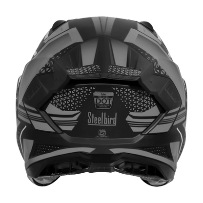 STEELBIRD SBH-61 ISS SXE SP3 HELMET - GLOSSY BLACK WITH GREY
