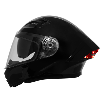 STEELBIRD SBA-11 ISS Dual Visor with Red Light Helmet - Glossy Black