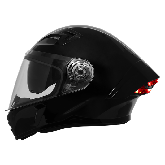 STEELBIRD SBA-11 ISS Dual Visor with Red Light Helmet - Glossy Black