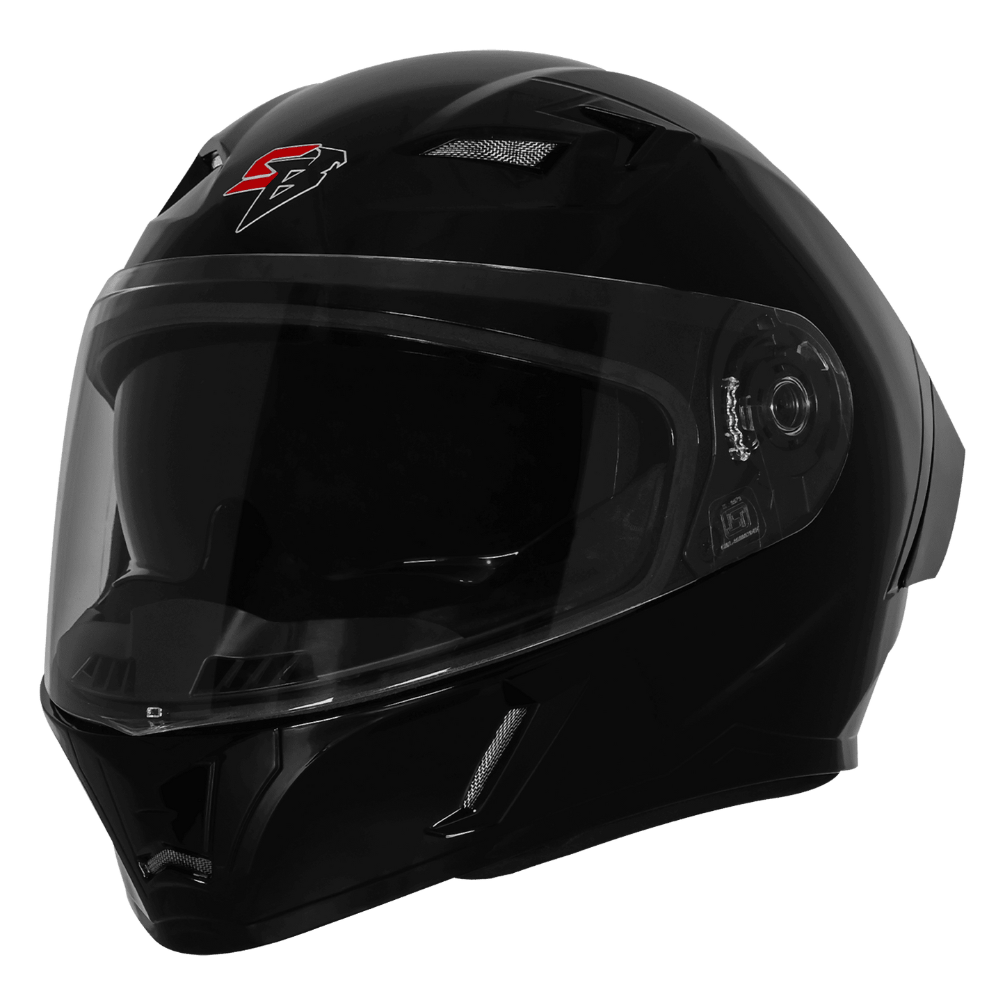 STEELBIRD SBA-11 ISS Dual Visor with Red Light Helmet - Glossy Black