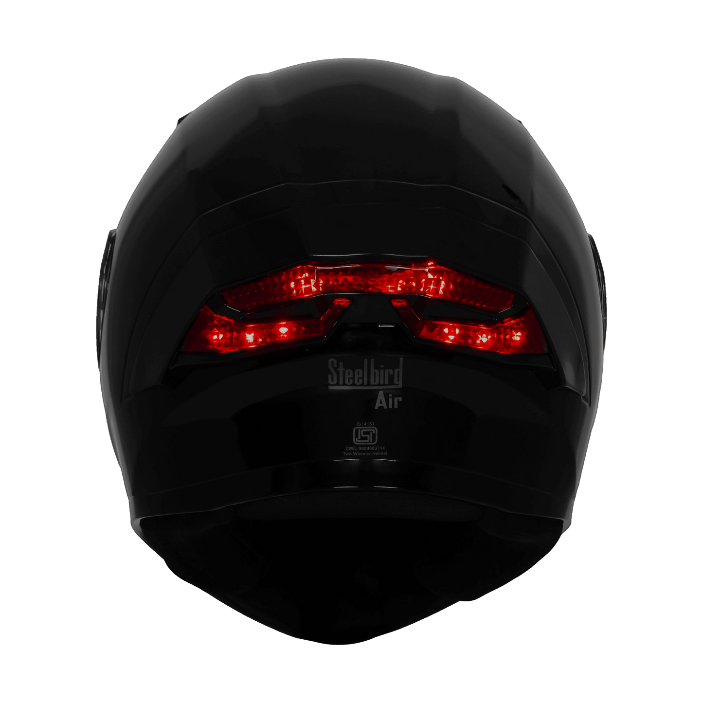 STEELBIRD SBA-11 ISS Dual Visor with Red Light Helmet - Glossy Black