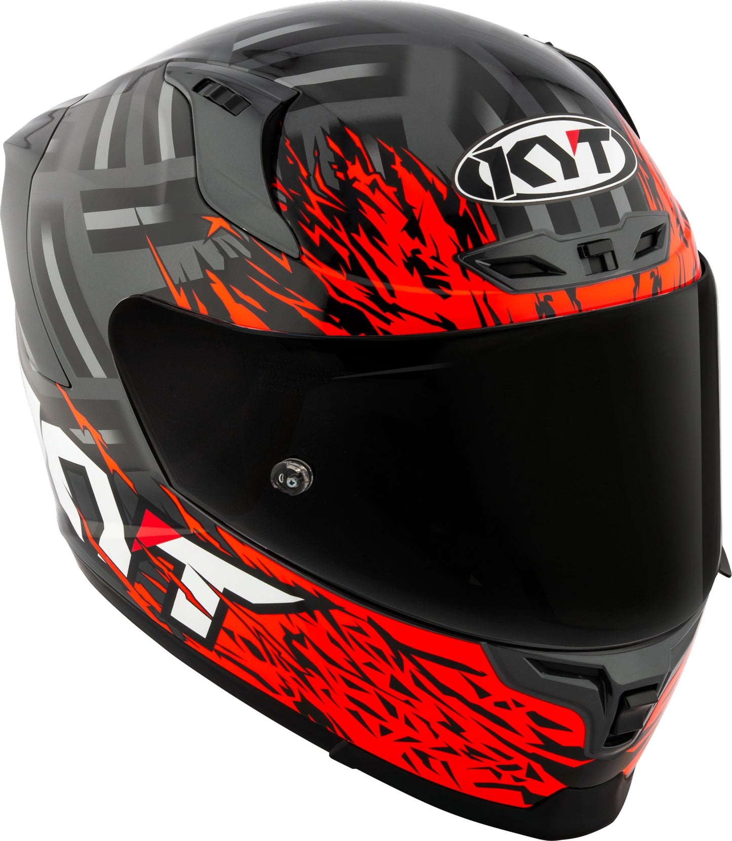 KYT Striker 2V Flaming Helmet - Anth/Red
