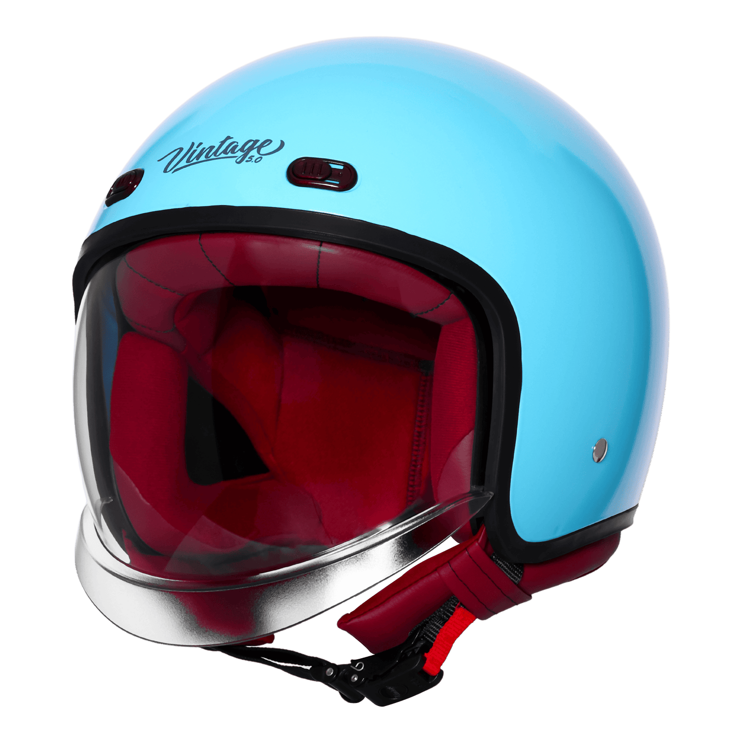 STEELBIRD SBH-67 VINTAGE DOT 5.O HELMET - GLOSSY JAZZ BLUE