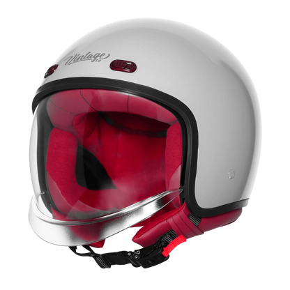 STEELBIRD SBH-67 VINTAGE DOT 5.O HELMET - GLOSSY TITANIUM GREY