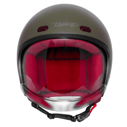 STEELBIRD SBH-67 VINTAGE DOT 5.O HELMET - MATT BATTLE GREEN