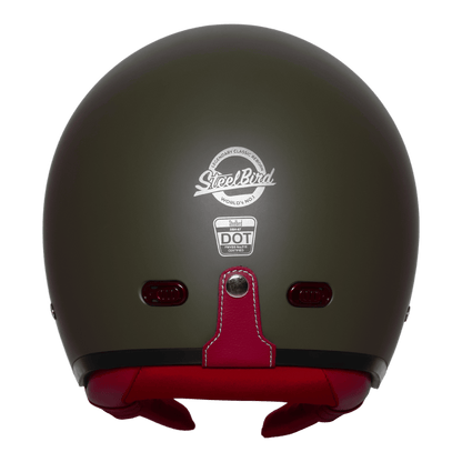 STEELBIRD SBH-67 VINTAGE DOT 5.O HELMET - MATT BATTLE GREEN