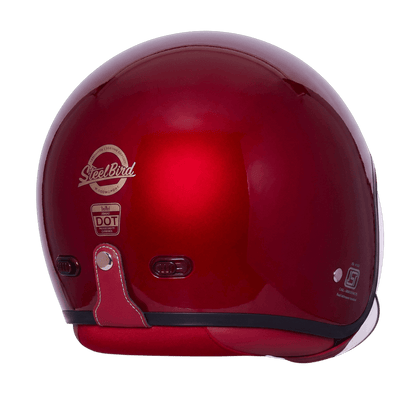 STEELBIRD SBH-67 VINTAGE DOT 5.O HELMET - GLOSSY CHERRY RED