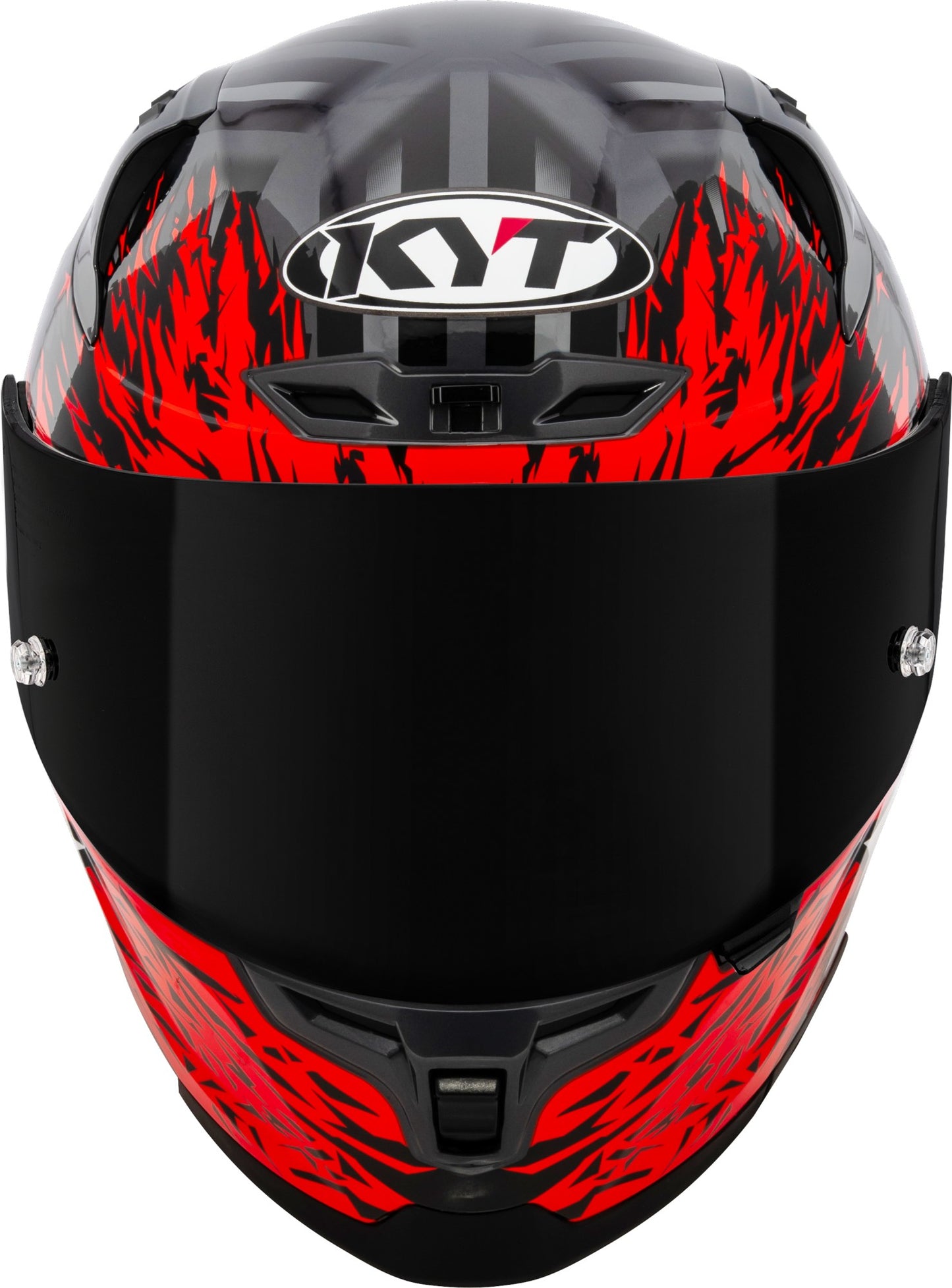 KYT Striker 2V Flaming Helmet - Anth/Red