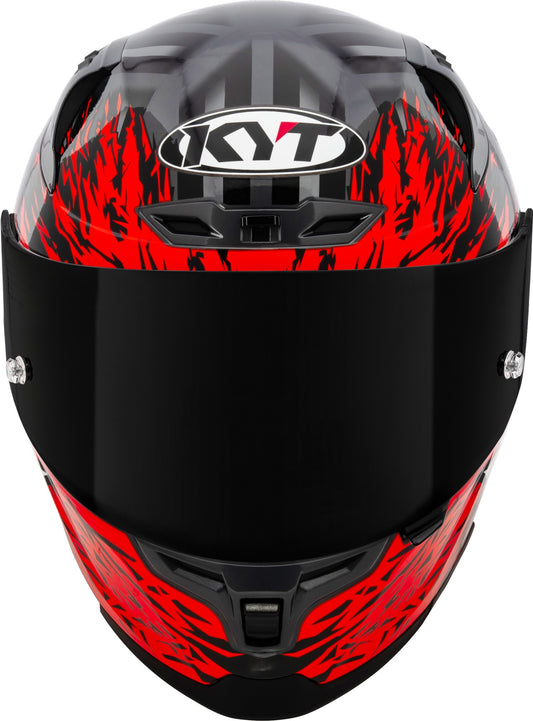 KYT Striker 2V Flaming Helmet - Anth/Red