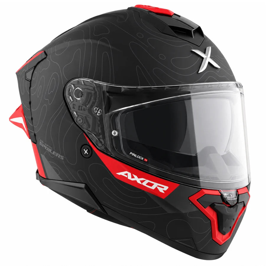 AXOR Brutale Airwaves Dual Spoiler Helmet - Dull Black Red