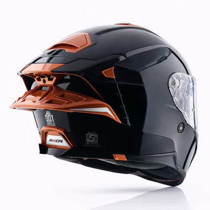 AXOR Brutale Corsa Dual Spoiler Helmet - Black Gold Orange