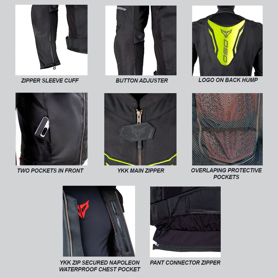 DSG Race Pro V3 Riding Jacket - Black Yellow Fluo