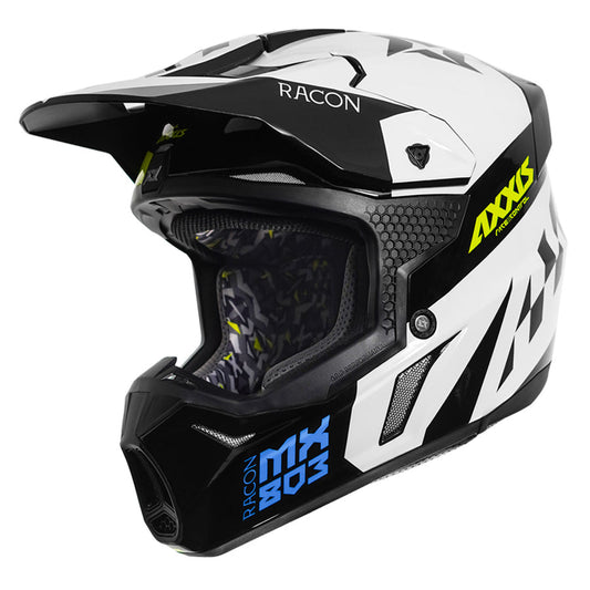 AXXIS WOLF RACON MOTOCROSS HELMET - WHITE BLUE