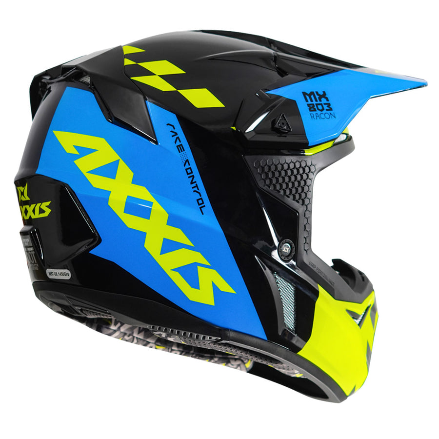 AXXIS WOLF RACON MOTOCROSS HELMET - WHITE BLUE