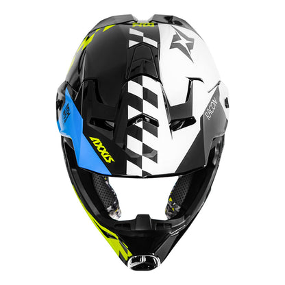 AXXIS WOLF RACON MOTOCROSS HELMET - WHITE BLUE