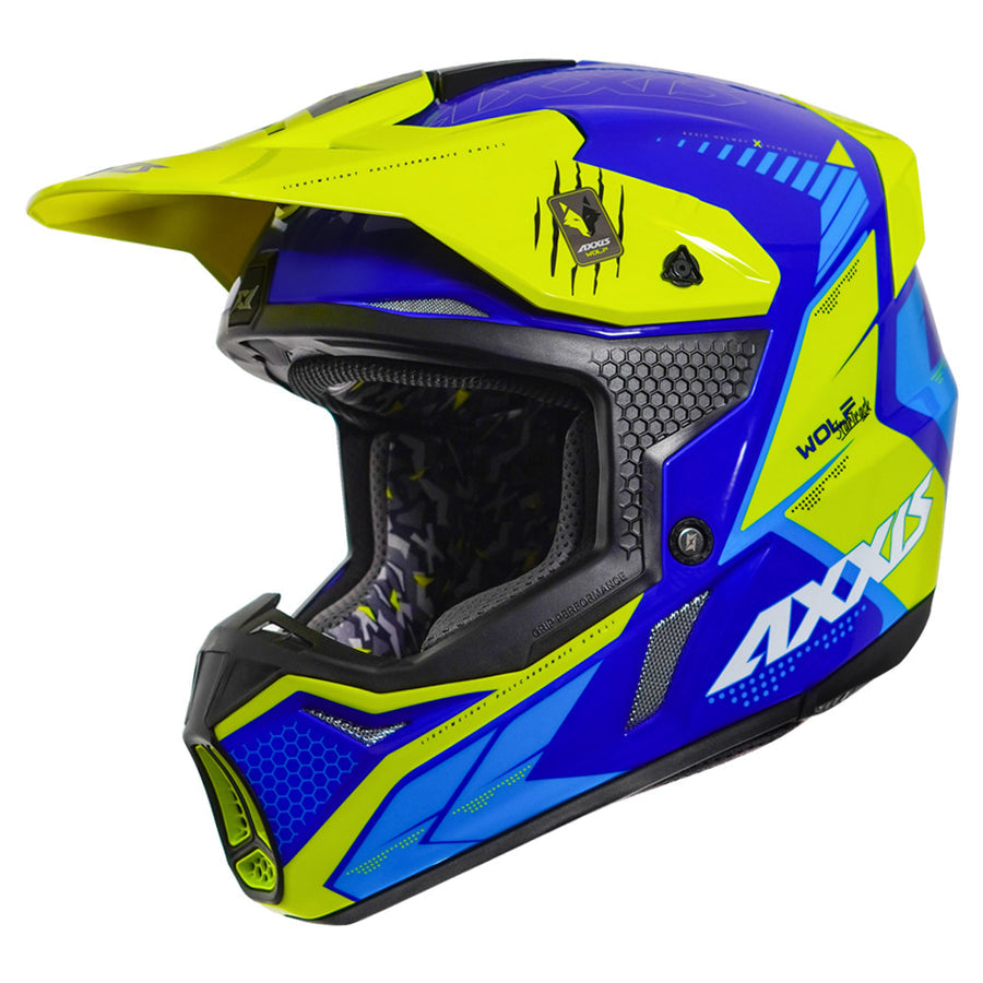 AXXIS WOLF STAR TRACK MOTOCROSS HELMET - FLUORESCENT YELLOW