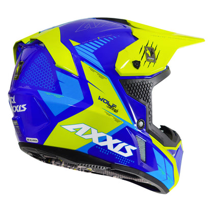 AXXIS WOLF STAR TRACK MOTOCROSS HELMET - FLUORESCENT YELLOW