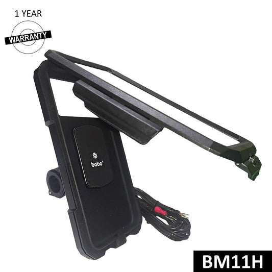 BOBO BM11H Fully Waterproof Bike Phone Holder with Fast 15W Wireless & USB-C Charger