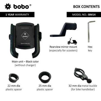 BOBO BM14 Quick Release Enhanced BM4 Bike  Cycle Phone Holder Motorcycle Mobile Mount