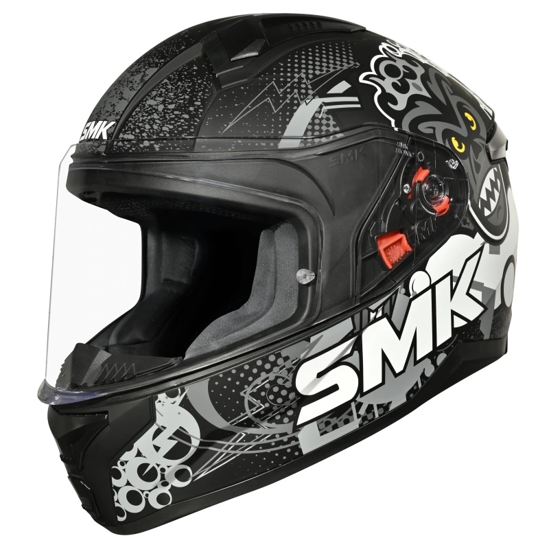 SMK Bionic Youth Chimpz Helmet - MA 261 Matt Black Grey White