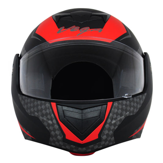 Vega Crux DX Checks Helmet - Dull Black Red