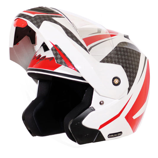 Vega Crux DX Checks Helmet - White Red