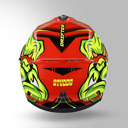 STUDDS DRIFTER D1 HELMET - GLOSS RED YELLOW