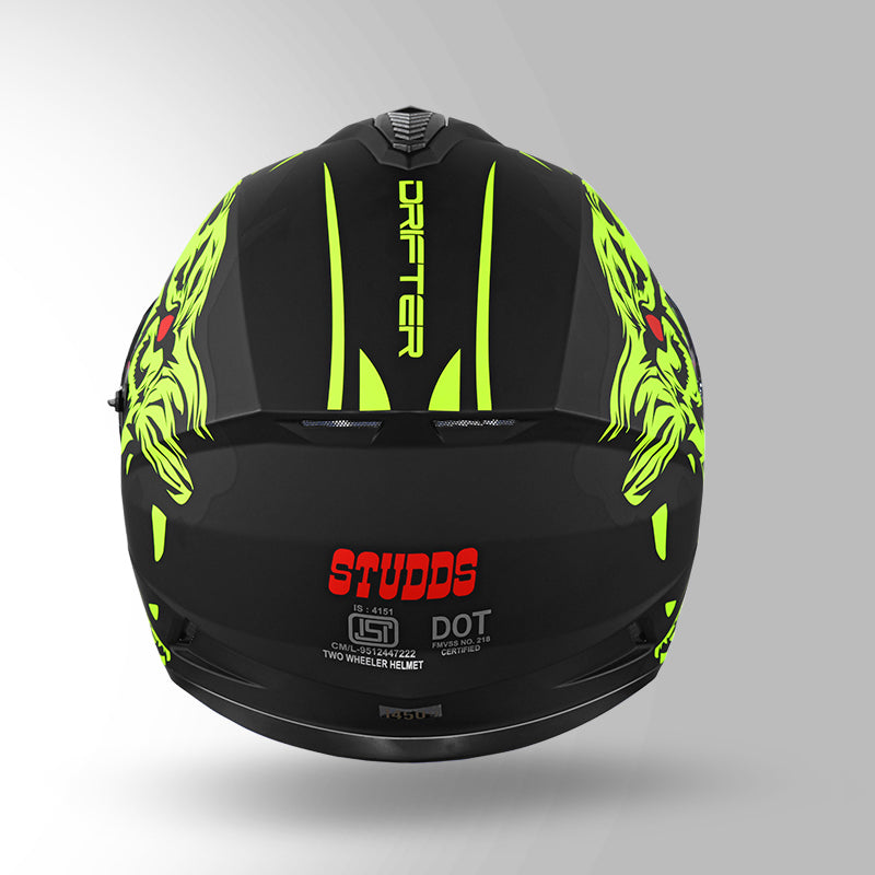 STUDDS DRIFTER D2 HELMET - MATT BLACK YELLOW