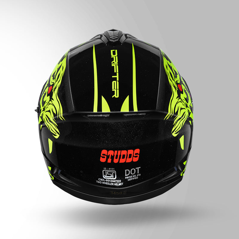 STUDDS DRIFTER D2 HELMET - GLOSS BLACK YELLOW