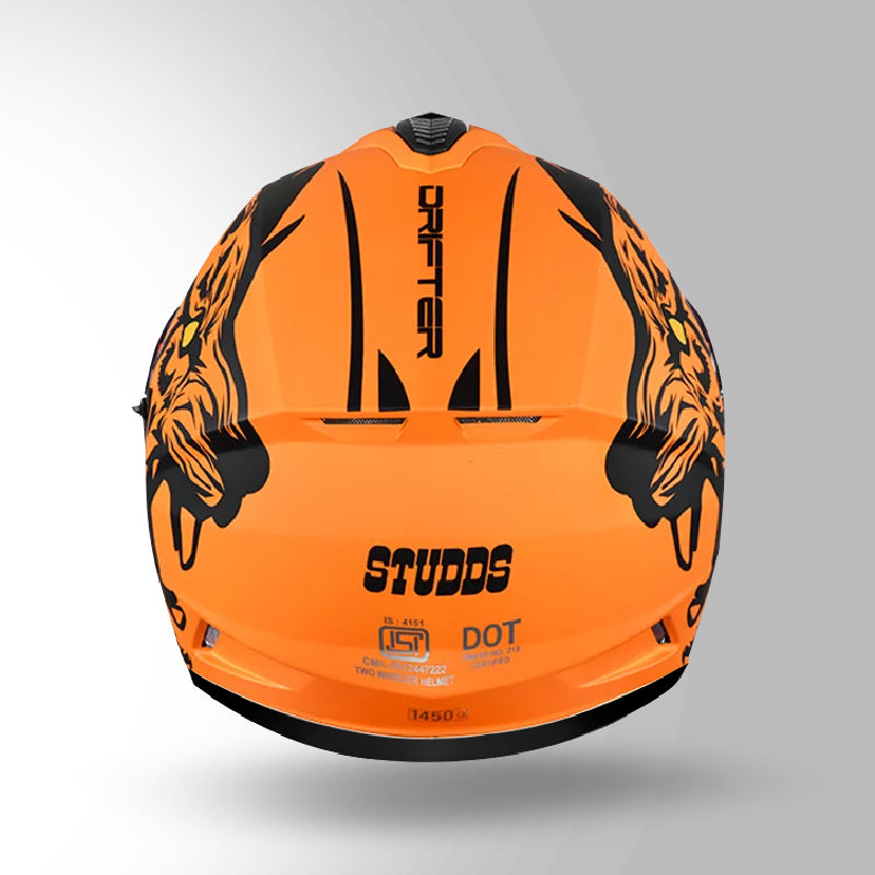 STUDDS DRIFTER D2 HELMET - MATT ORANGE BLACK