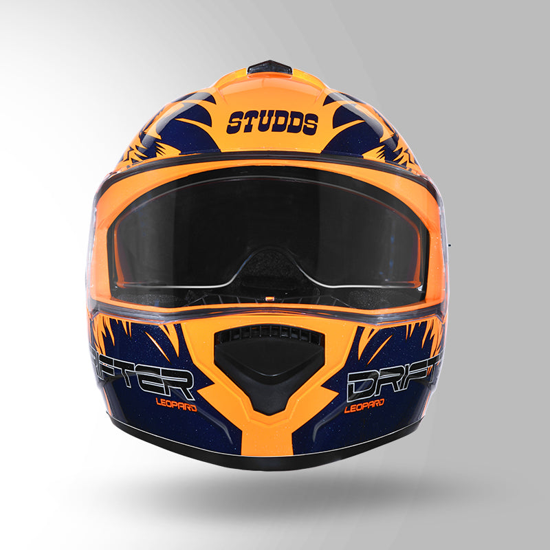 STUDDS DRIFTER D2 HELMET - GLOSS ORANGE BLUE