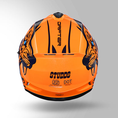 STUDDS DRIFTER D2 HELMET - GLOSS ORANGE BLUE