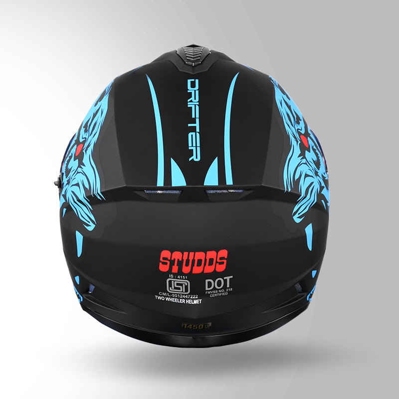 STUDDS DRIFTER D2 HELMET - MATT BLACK BLUE