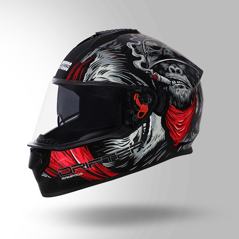 STUDDS DRIFTER D3 HELMET - GLOSS BLACK GREY RED N2