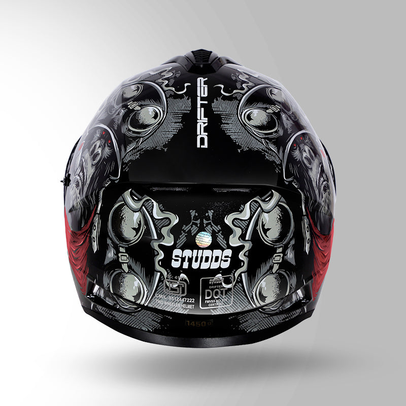 STUDDS DRIFTER D3 HELMET - GLOSS BLACK GREY RED N2