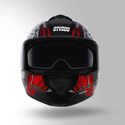 STUDDS DRIFTER D3 HELMET - GLOSS BLACK GREY RED N2