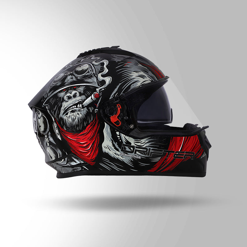 STUDDS DRIFTER D3 HELMET - GLOSS BLACK GREY RED N2