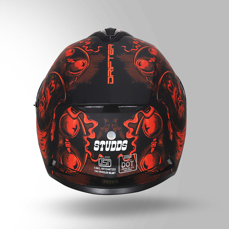 STUDDS DRIFTER D3 HELMET - MATT BLACK RED N2