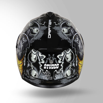 STUDDS DRIFTER D3 HELMET - GLOSS BLACK YELLOW N5