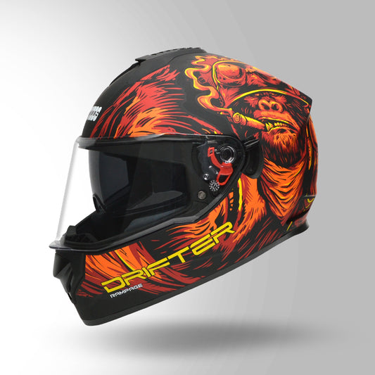 STUDDS DRIFTER D3 HELMET - MATT BLACK RED ORANGE