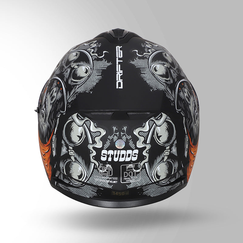 STUDDS DRIFTER D3 HELMET - MATT BLACK ORAGNE N10