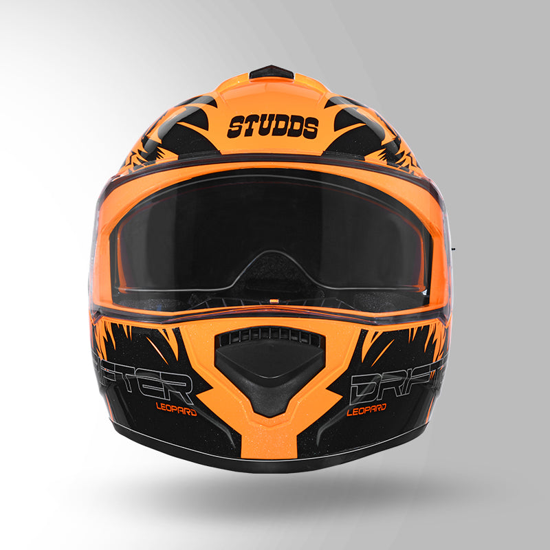 STUDDS DRIFTER D2 HELMET - GLOSS ORANGE BLACK