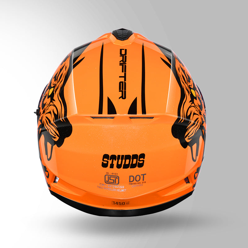 STUDDS DRIFTER D2 HELMET - GLOSS ORANGE BLACK